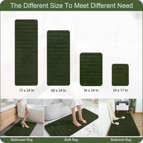 AROGAN Luxury Long Bathroom Runner Rugs 24x72 Inch Bath Rug, Olive Green - Image 7