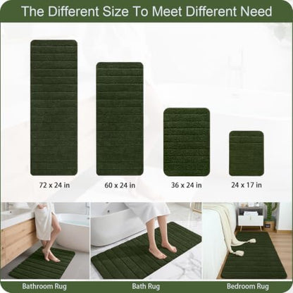 AROGAN Luxury Long Bathroom Runner Rugs 24x72 Inch Bath Rug, Olive Green - Image 7