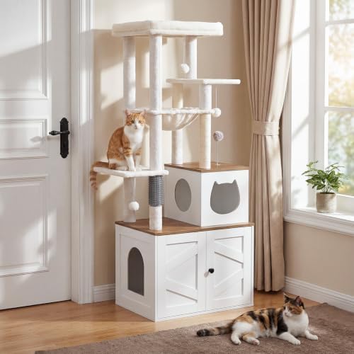 HOOBRO Cat Tree with Litter Box Enclosure, Tall Cat Tower - Image 7
