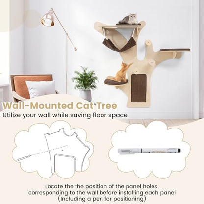 Tangkula Cat Wall Shelves, 4-Layer Wall-Mounted Cat Tree - Image 6