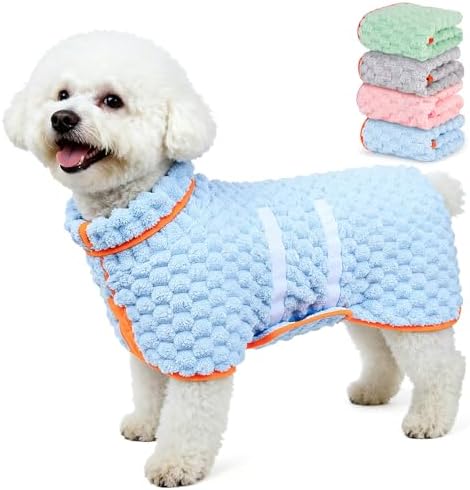 Glittme Dog Bathrobe, Super Absorbent Fleece Drying Robe by Glittme