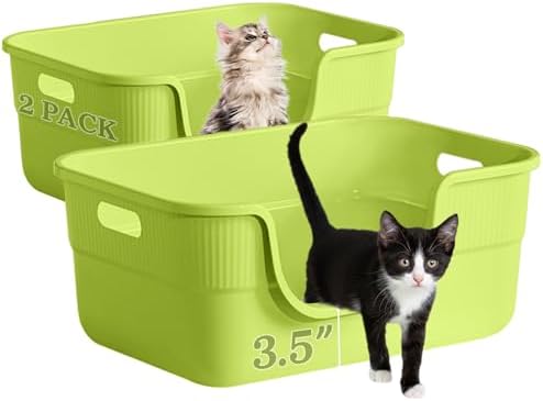 2 Pack Low Entry Kitty Litter Box by TehoaoWomensClothes