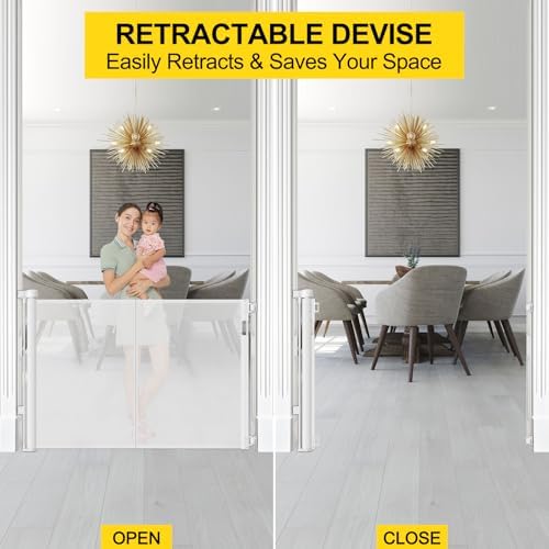 Reinforced 42" Extra Tall Retractable Baby Gates, Extends up to 60" Wide - Image 5