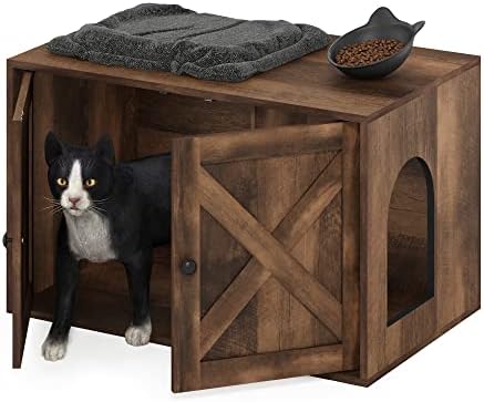Furinno PELI Cat Litter Box Enclosure, Farmhouse Hidden Litter Box Furniture - Image 3