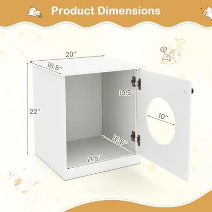 Tangkula White Cat Litter Box Enclosure - Image 3