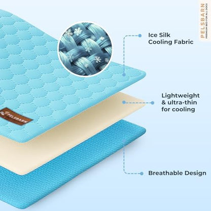 Pelsbarn Dog Cooling Mat, Ice Silk Self-Cooling Pad, Light Blue - Image 5