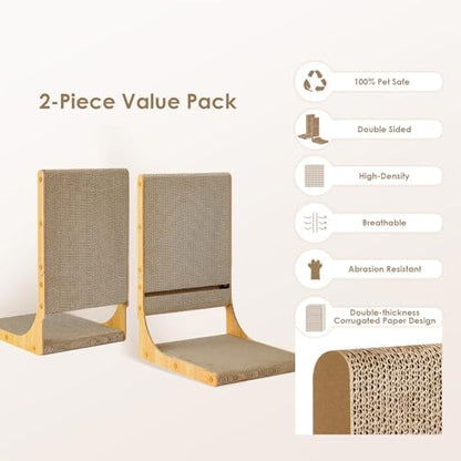 EHEYCIGA 2-Pack Cat Scratcher, 25.6 Vertical Indoor Cardboard Scratch Pad - Image 2