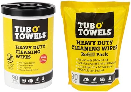 Tub O' Towels Heavy Duty, 90-Count Canister & Refill Pack by TubOTowels