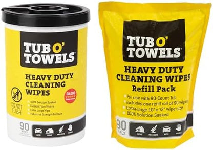 Tub O' Towels Heavy Duty, 90-Count Canister & Refill Pack by TubOTowels