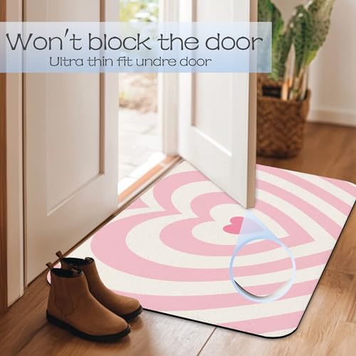 Pink Love Heart Bathroom Rug 29.5"x17", Super Absorbent Fast Drying Bath Mat - Image 7