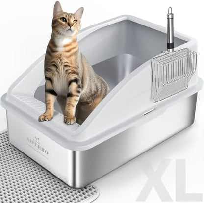 AIPERRO Stainless Steel Litter Box | XL Enclosed Cat Litter Boxes by AIPERRO