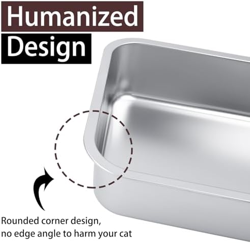Small Stainless Steel Litter Box, 17.5"×13.6"×4" - Image 4