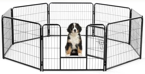 NEWBULIG Dog Playpen 8 Panels 24 Inch Indoor Outdoor Metal Dog Fence Pen by NEWBULIG