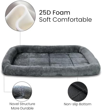 Patas Lague Small Dog Bed Bolster Pet Crate Mat 24''x18'' Dark Grey - Image 3