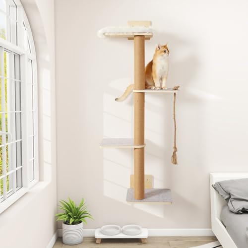 Wall Mounted Cat Tree, 50 Inch Tall Wall Cat Tree, 4 Tier Cat Climbing Wall - Image 6