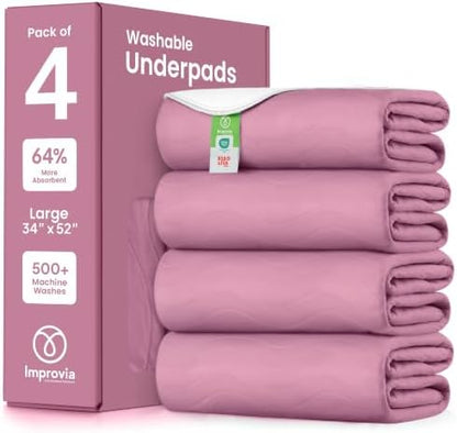 IMPROVIA® Washable Underpads, Heavy Absorbency Reusable Incontinence Pads by IMPROVIA