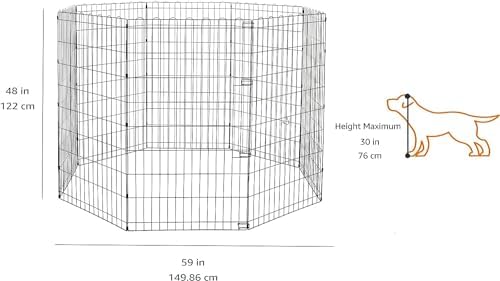 Amazon Basics Foldable Octagonal Metal Exercise Dog Playpen, Indoor/Outdoor - Image 2