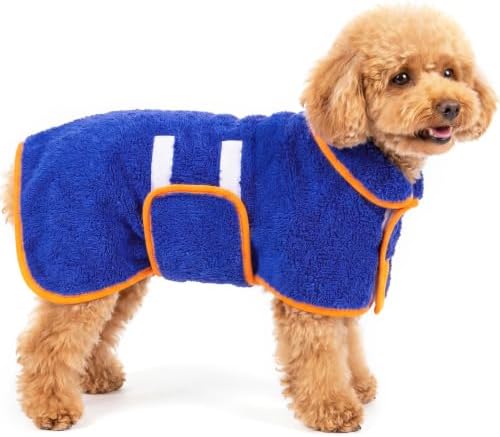Dog Bathrobe, Super Absorbent for Small to Large Dogs, Dark Blue S by Bienbee