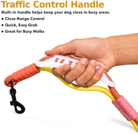 Hands Free Dog Leash, Double Handle Leash 5.5FT Yellow-Orange - Image 5
