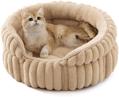 Bedsure ComfyFleece® Washable Cute Cat Bed, Soft Round Kitten Bed by BEDSURE