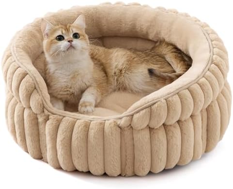 Bedsure ComfyFleece® Washable Cute Cat Bed, Soft Round Kitten Bed by BEDSURE
