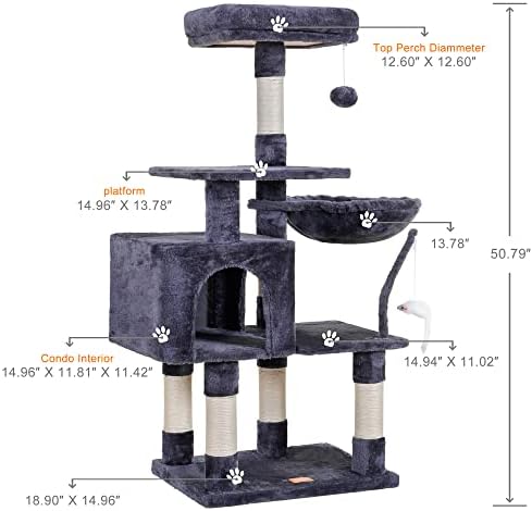 Heybly Cat Tree with Toy, 50.4" Cat Tower condo - Image 3
