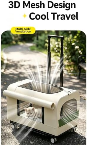 Double Decker Rolling Cat Carrier Large Wheeled Pet Carrier - Image 2