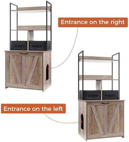 DWANTON Cat Litter Box Enclosure, 2 Storage Shelves and 2 Drawers - Image 4