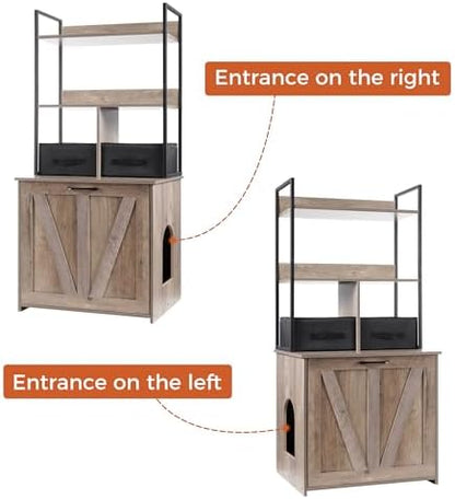 DWANTON Cat Litter Box Enclosure, 2 Storage Shelves and 2 Drawers - Image 4