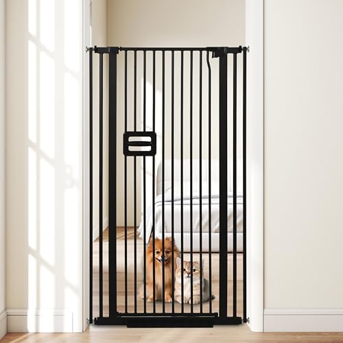 55'' Extra Tall Cat Gate, 30.1"-34.1" Wide Auto Close Tall Pet Gate by HIDOG