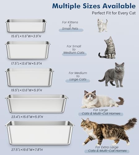 Qiuma Stainless Steel Litter Box, Metal Cat Litter Box - Image 4