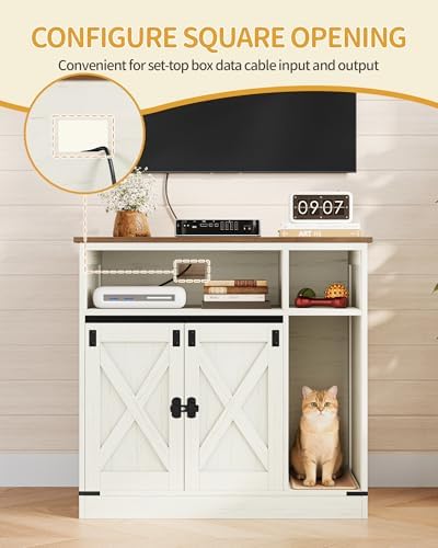 Hzuaneri Cat Litter Box Enclosure, Hidden Litter Box Furniture - Image 5