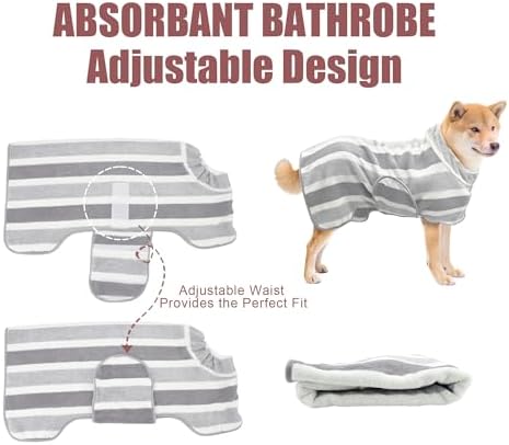Fast‑Drying Dog Bathrobe, Absorbent Striped Pet Towel - Image 2