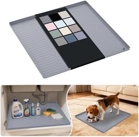 URMONA Waterproof Silicone Under Sink Mat, 19 x 19 in, Flexible Shelf Liner by URMONA
