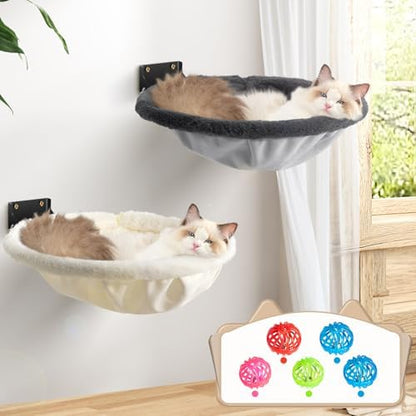 JUNSPOW Cat Hammock Wall Mounted, Foldable & Stable Cat Beds- Breathable Cats by JUNSPOW