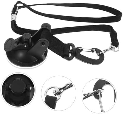 Dog Bath Tether with Suction Cup Adjustable Nylon Black - Image 4
