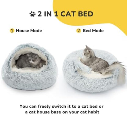 CATISM Cat Bed, Plush Hooded Cat Beds - Image 3