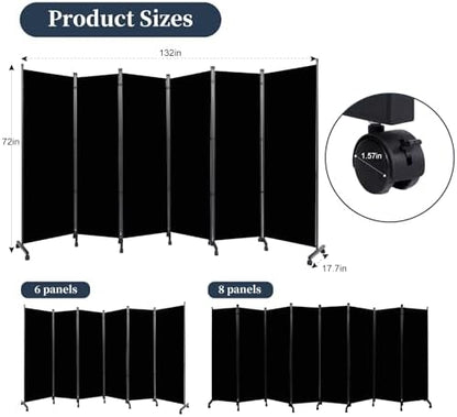 Room Divider 6 Panel-132''Wide Folding Privacy Screen, Large Partition Wall - Image 5