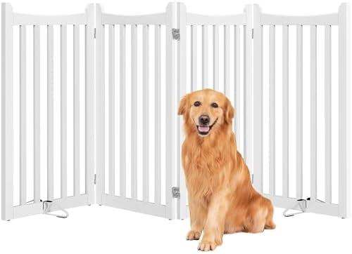 Yaheetech 36in 4-Panel Wooden Freestanding Pet Gate by Yaheetech