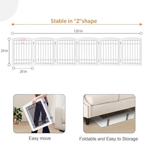 LZRS 6-Panel Extra Wide Wooden Freestanding Dog Gate: Foldable Solid Wood and - Image 5