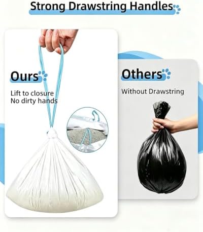 60 Count Drawstring Cat Litter Bags Compatible - Image 5