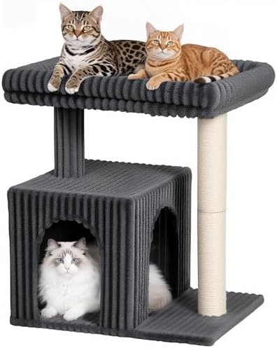 22.8" Cat Tree for Large Cat, 20.9 * 15.7in Large Perch Dark Gray by KinoTail