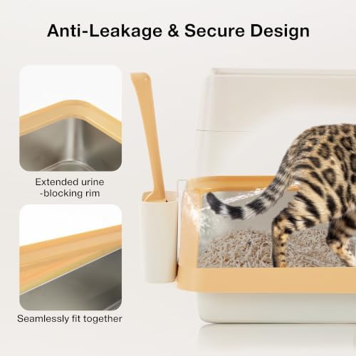 ZOMISIA Stainless Steel Cat Litter Box, Extra Large Covered Litter Box - Image 3