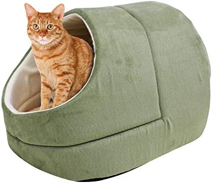 Self Warming Burrow Cat Bed, Washable Pet Hideway House by GOOPAWS