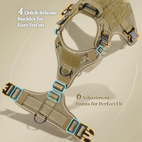 rabbitgoo Tactical Dog Harness for Large, Heavy Duty Military No Pull Vest - Image 4