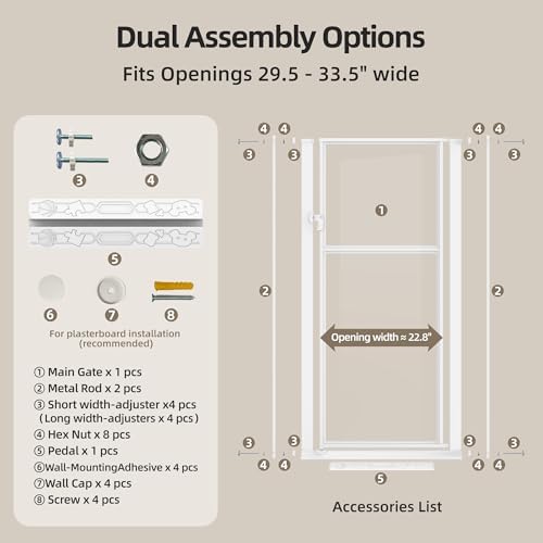 56" Extra Tall Clear Cat Gate, 29.5‑33.5" Wide Pet Gate - Image 2