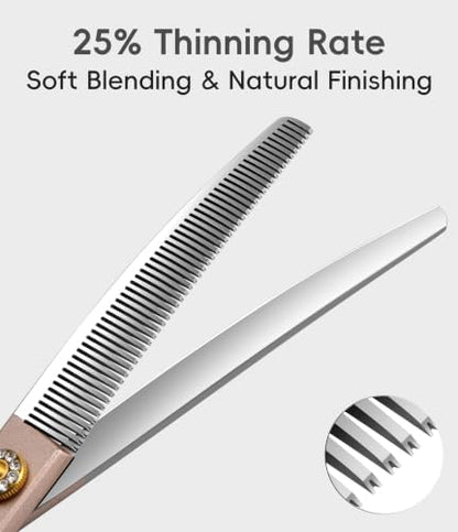 Professional Curved Thinner Dog Grooming Scissors 7.0'' Rose Gold Thinning - Image 3