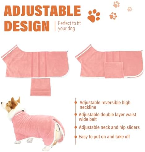 Dog Bathrobe Towel Dog Drying Coat Microfiber Absorbent Fast Drying Robes - Image 3