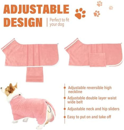Dog Bathrobe Towel Dog Drying Coat Microfiber Absorbent Fast Drying Robes - Image 3