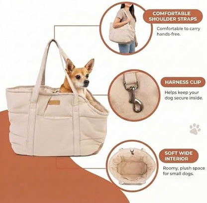 Plush Dog Purse Carrier for Small Dogs, Soft Tote - Image 4
